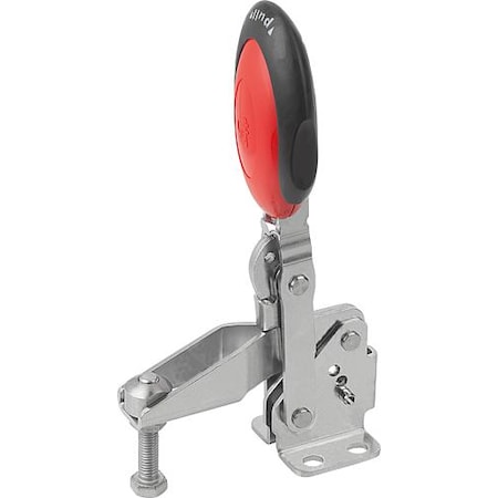 Kipp Vertical Toggle Clamps w. Safety Lock, flat foot, adj. spindle, SS K0662.106103